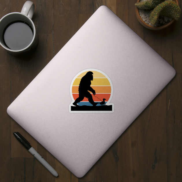 Bigfoot Walking with a Duck Gradient Sunset by FlippinTurtles